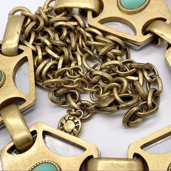 J. Crew Silver Gold Turquoise Blue Necklace - Picture 3 of 3